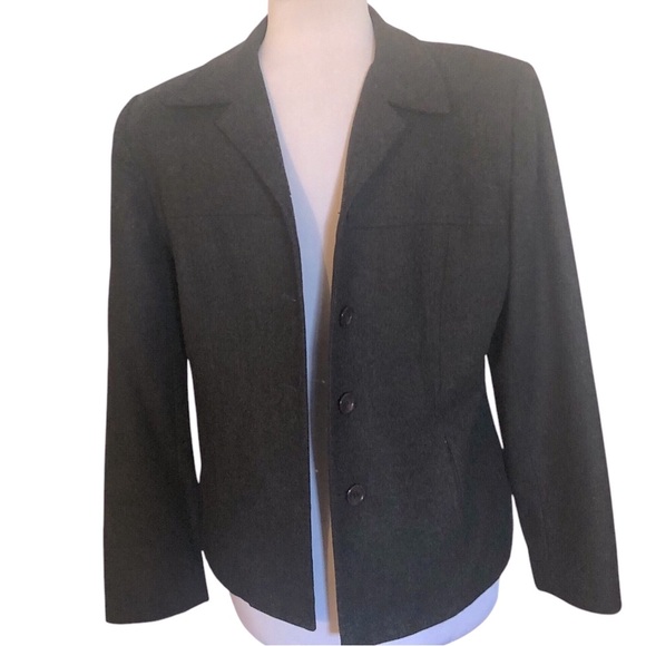 SANDRO wool jacket blazer pockets SZ 12 luxury designer VTG charcoal grey - Picture 5 of 10